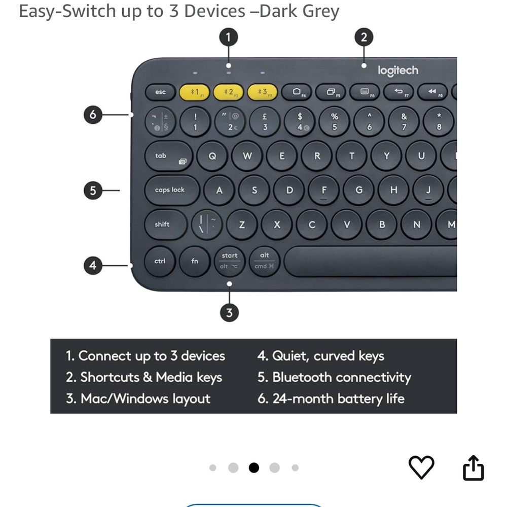 Logitech Dark Gray Multi-Device Keyboard - Picture 3 of 3